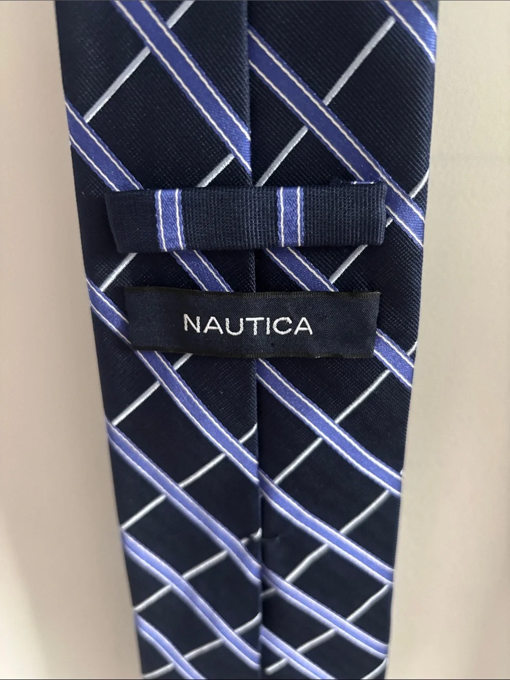 Nautica Navy Tie with Light Blue Windowpane Grid
